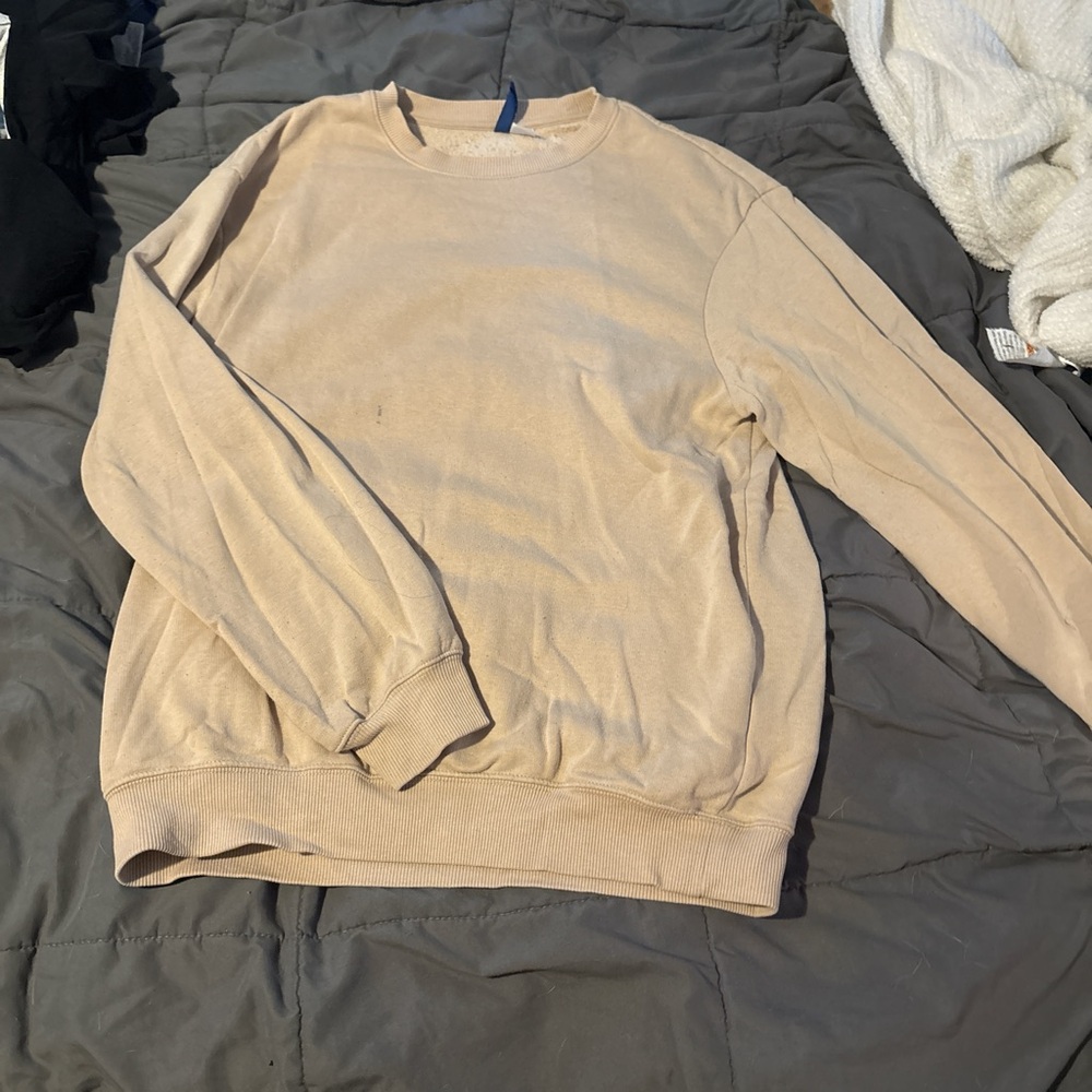 H&M Tan Crewneck Sweater Soft Knit Ribbed